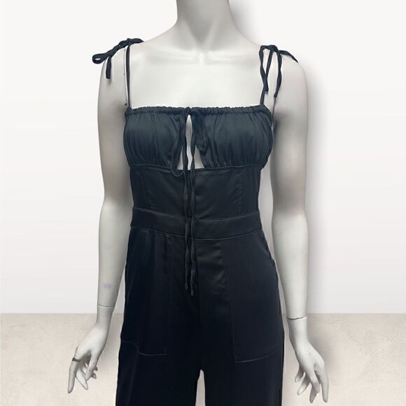 Danielle Bernstein Black Satin Jumpsuit - Picture 2 of 5